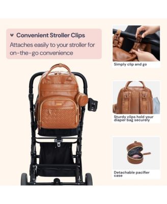 Kids Premium Faux Leather Diaper Bag Backpack Spacious & Stylish Nappy Organizer Midnight Blue