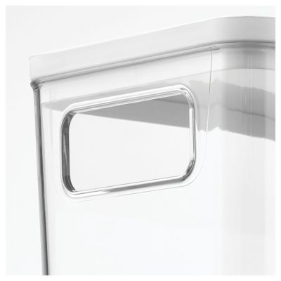 Pantry Bin with Lid for Kitchen - Set of 3 - Clear/White