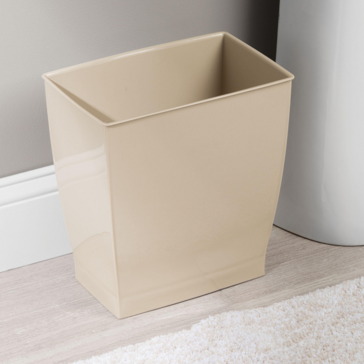 iDesign Small Rectangular Bathroom Trash Cans, Set of 4, Brown, Made in Usa