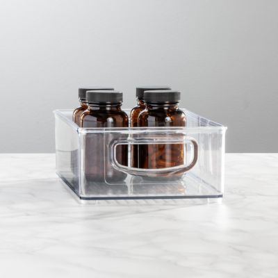 Plastic Stackable Pantry Bins with Handles, 3 Pack, Clear, Made in USA