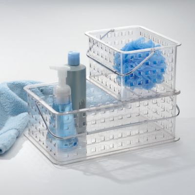 Large Stackable Shower Caddy Basket, Clear, Made in USA