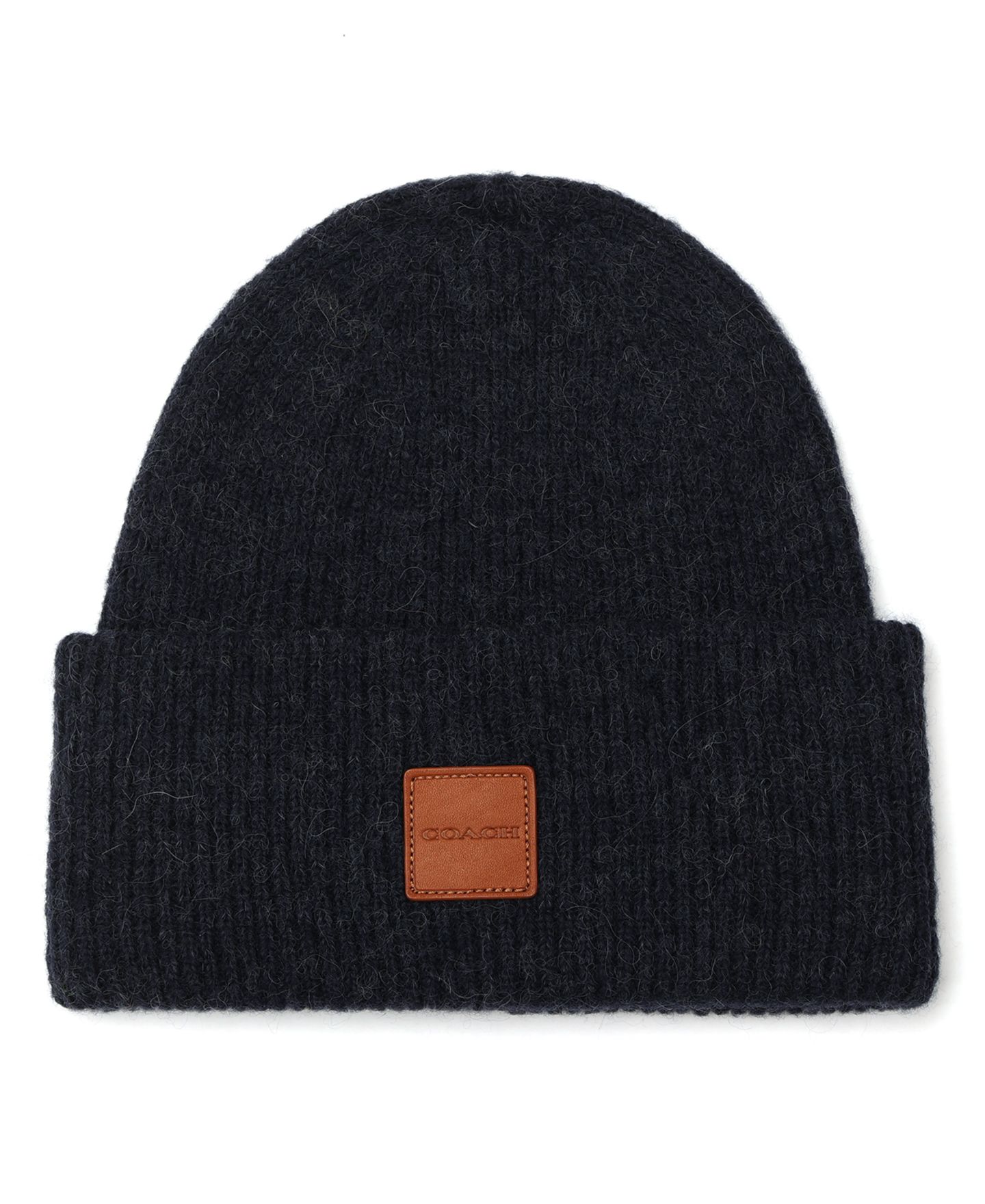 Мужской головной убор COACH Leather Patch Bean Hat, цвет: Глубокий синий — фото 1