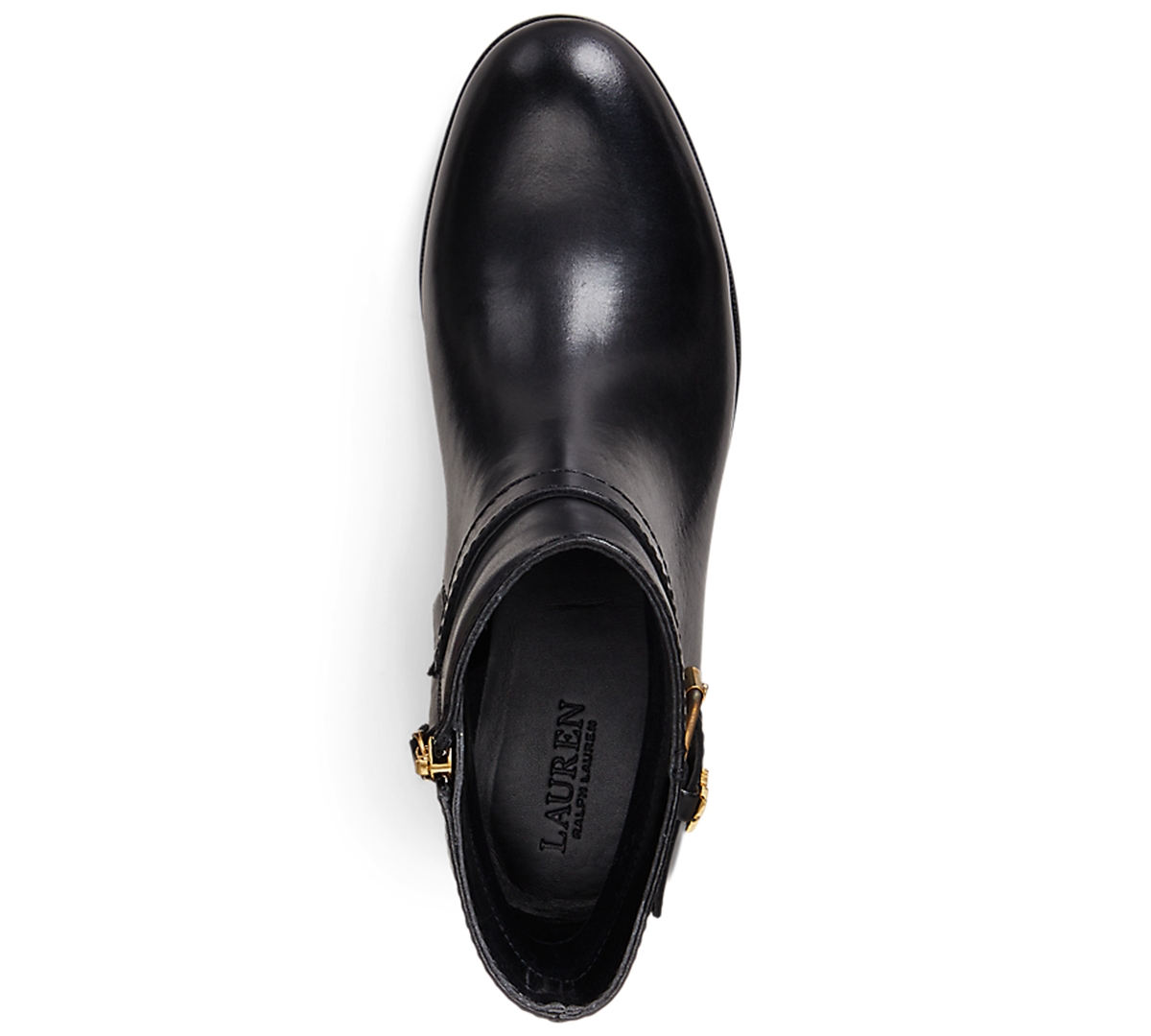 Ralph Lauren Women's Brooke Ii Stacked Leather Heel Booties In Black