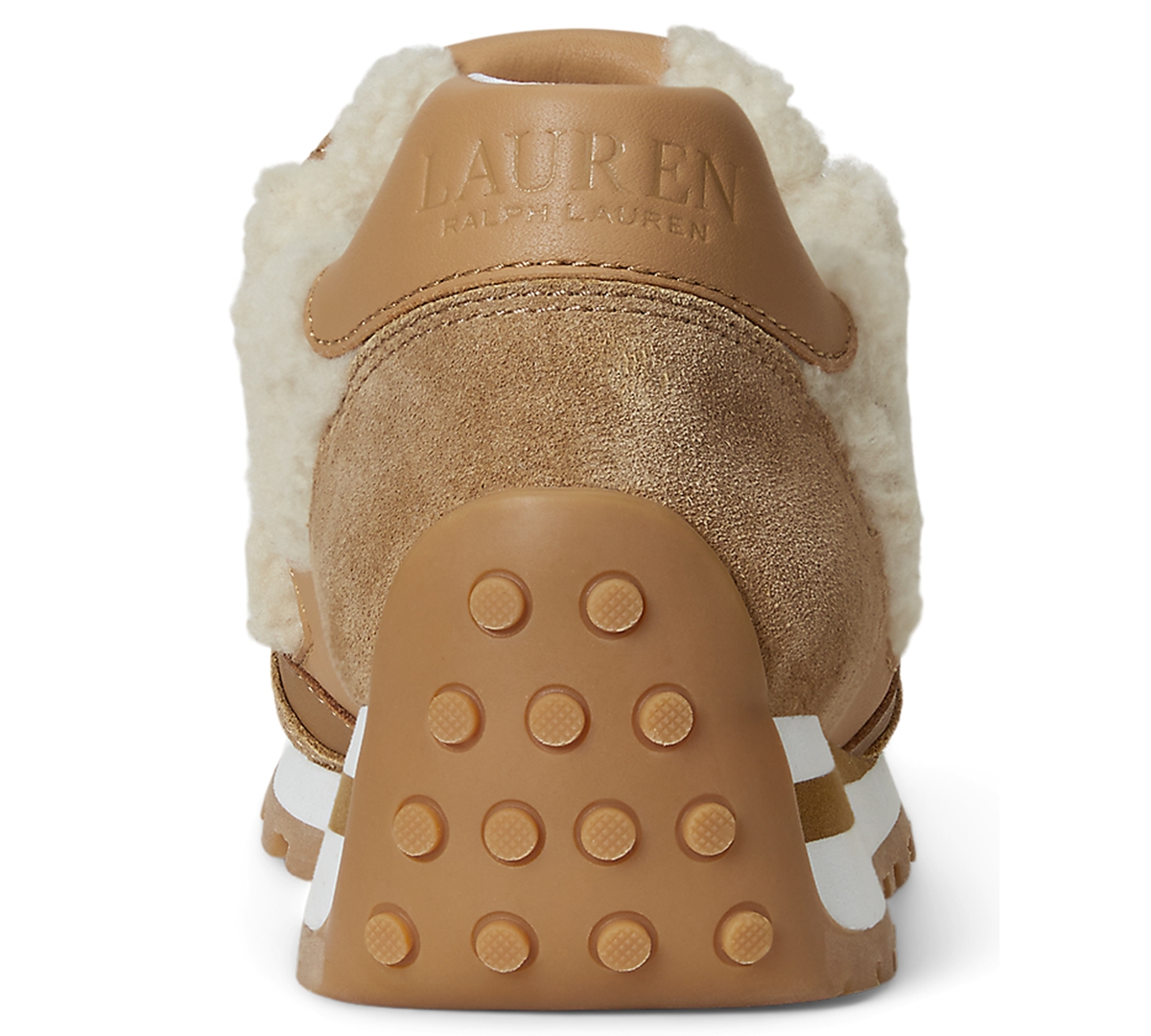 Ralph Lauren Dani Shearling-trim Suede Sneaker In Brown