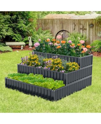 3-Tier Raised Garden Bed,47" x 47" x 24" Metal Outdoor Elevated Planter Box