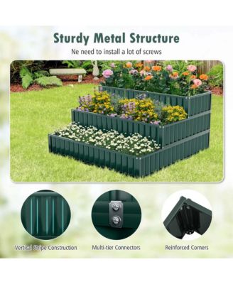 3-Tier Raised Garden Bed,47" x 47" x 24" Metal Outdoor Elevated Planter Box