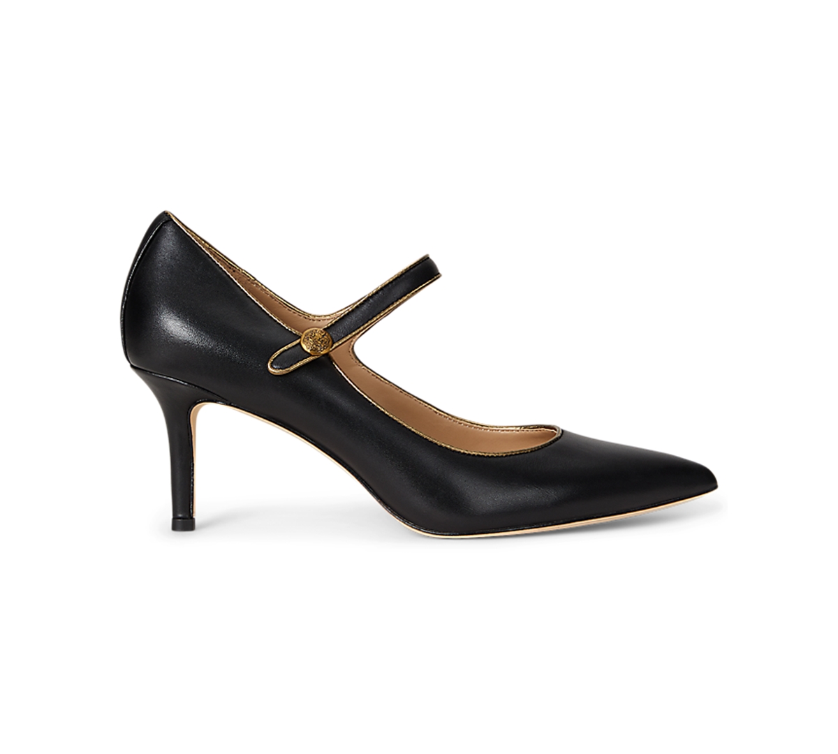 Ralph Lauren Lanette Metallic-trim Mary Jane Pump In Black