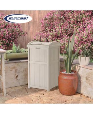30-33 Gallon Deck Patio Resin Garbage Trash Can Hideaway, Taupe (2 Pack)