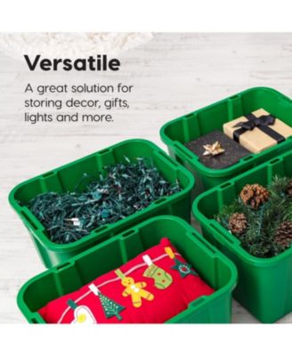 11.5Gal/46Qt Heavy-Duty Stackable Plastic Holiday Storage Bin Tote Container with Quick Snap Lid - 4 Pack