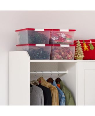 12 Qt. Plastic Holiday Storage Bins Containers with Lids, Clear - 4 Pack