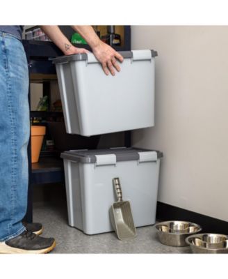 40lbs/32qt Dog Food Storage Container with 2 Cup Scoop, Gasket Seal Lid, Gray/Dark Gray