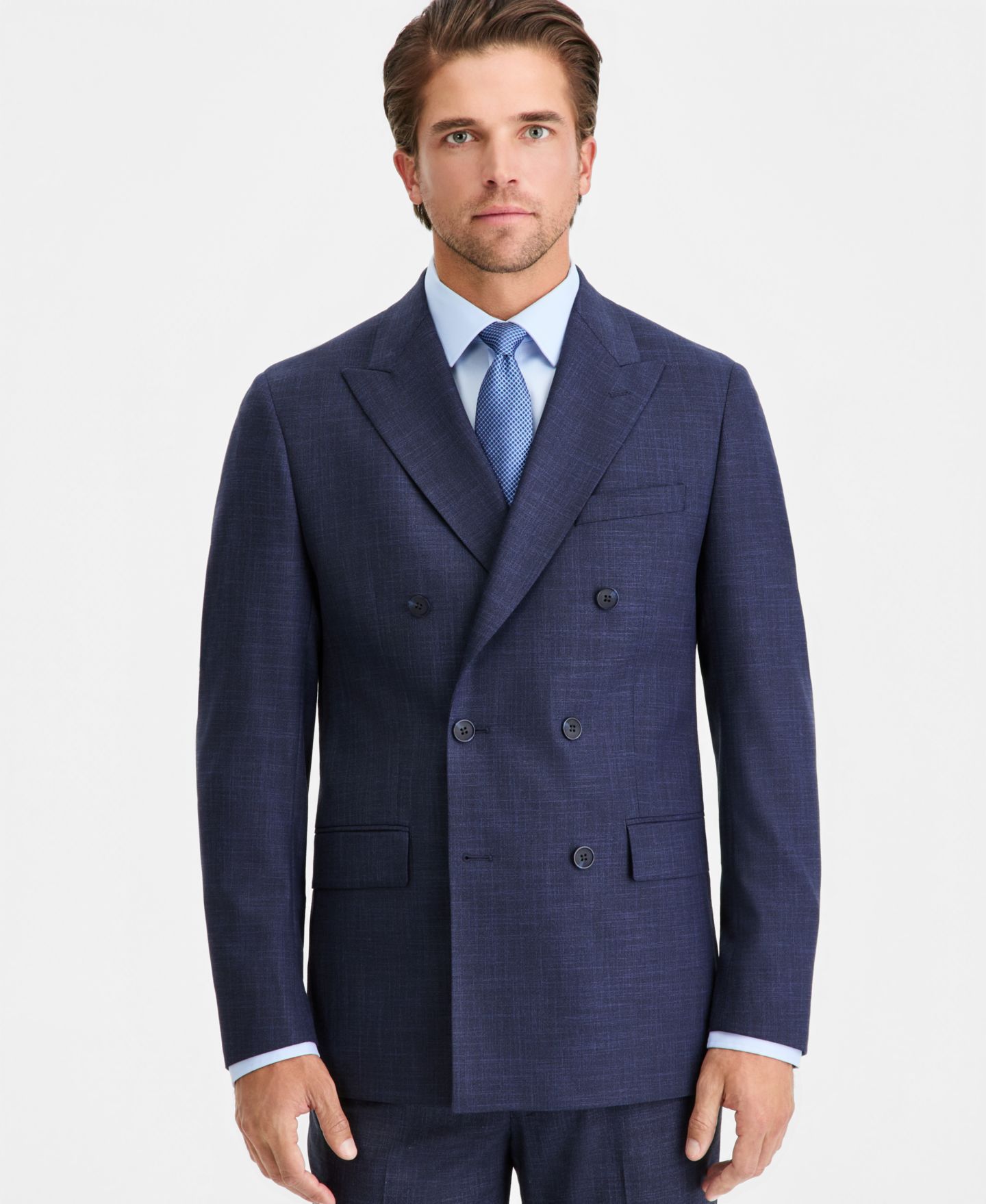 Мужские куртки Calvin Klein Slim-Fit Double-Breasted Suit Separates, цвет: Тёмный синий — фото 1