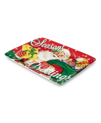 Santa's Retro Christmas Rectangular Platter