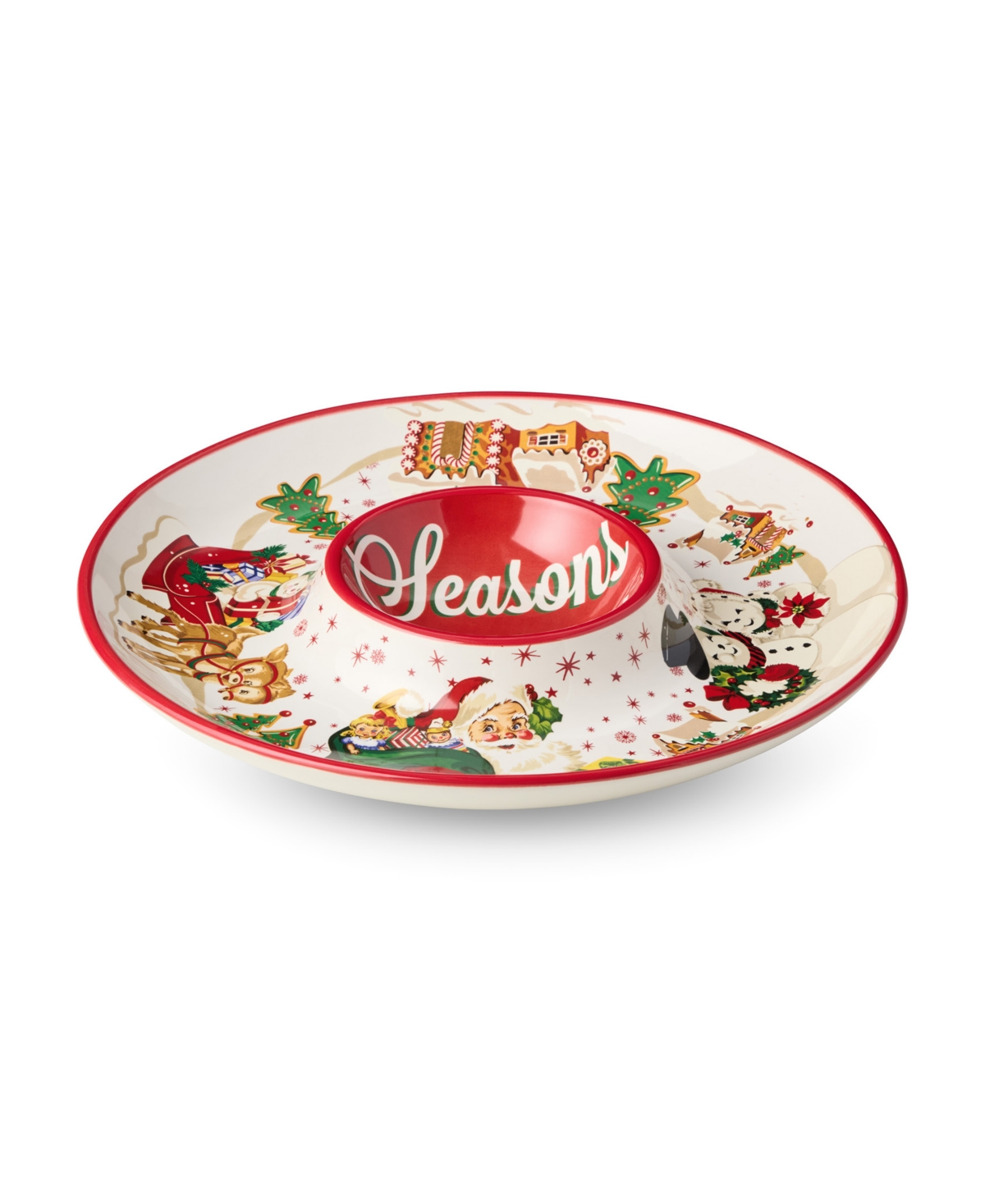 Certified International Santa's Retro Christmas Chip Dip Platter In Multi