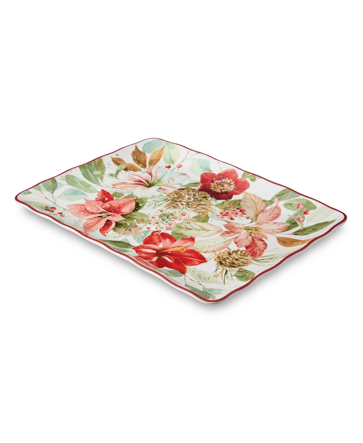 Certified International Winter Blooms Rectangular Platter In Multi