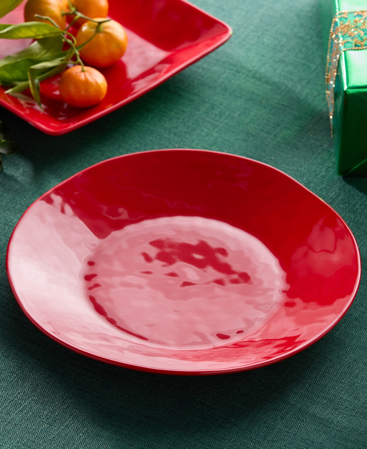 Certified International Berry Red Christmas Round Platter In Multi