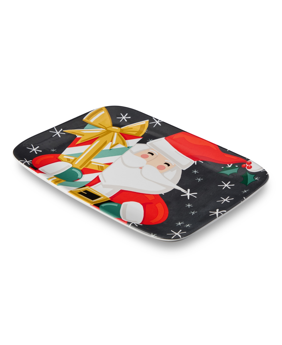 Certified International Christmas Whimsy Santa Rectangular Platter In Multi