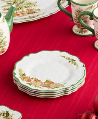 Holly Tree Melamine Salad Plates, Set of 4