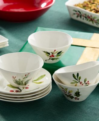 Holly Vines Ice Cream Bowls, Set of 4