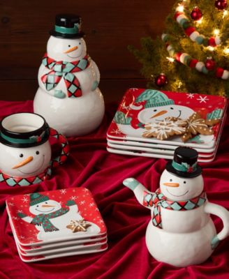 Christmas Whimsy Snowman Dessert Plates, Set of 4