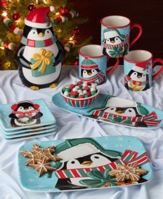Christmas Whimsy Penguin Mugs, Set of 4