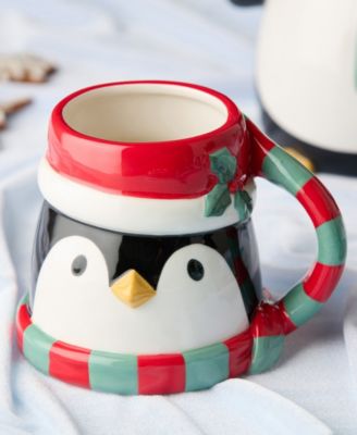 Christmas Whimsy Penguin 3-D Mugs, Set of 4