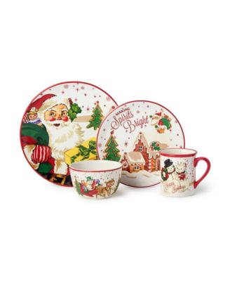 Santa's Retro Christmas 16-Pc. Dinnerware Set, Service for 4