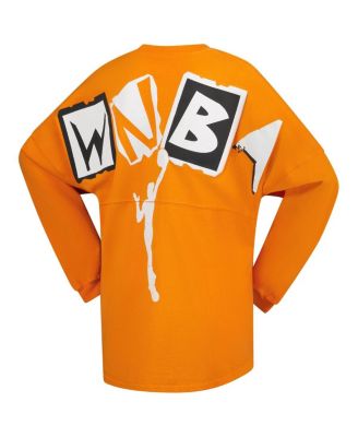 Women's Orange WNBA Gear Patches Oversized Long Sleeve T-Shirt