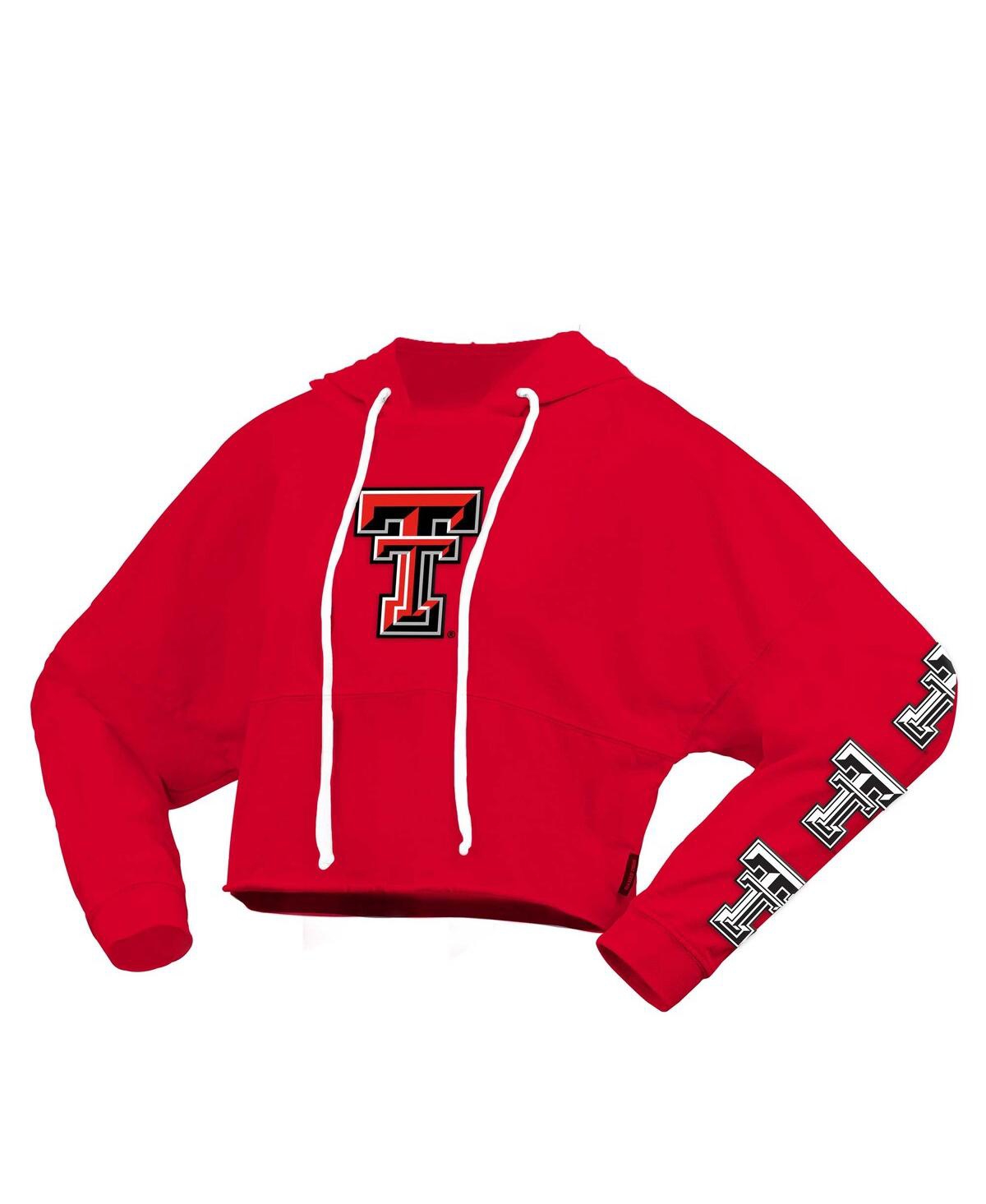 Spirit Jersey Women's Red Texas Tech Red Raiders Oversized Cropped Pullover Hoodie In Red