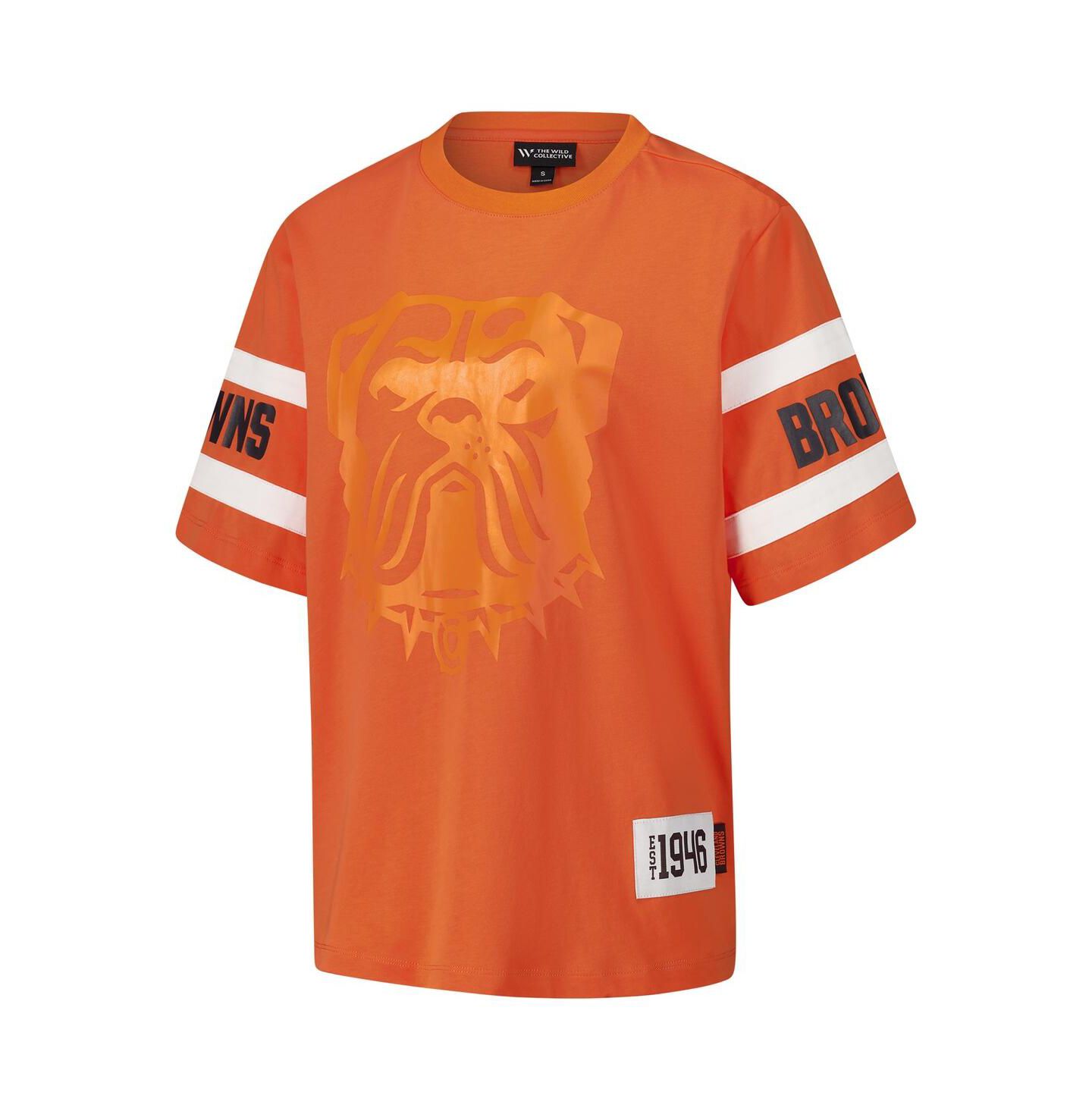 Женская футболка The Wild Collective Orange Cleveland Browns Drop Shoulder — фото 3