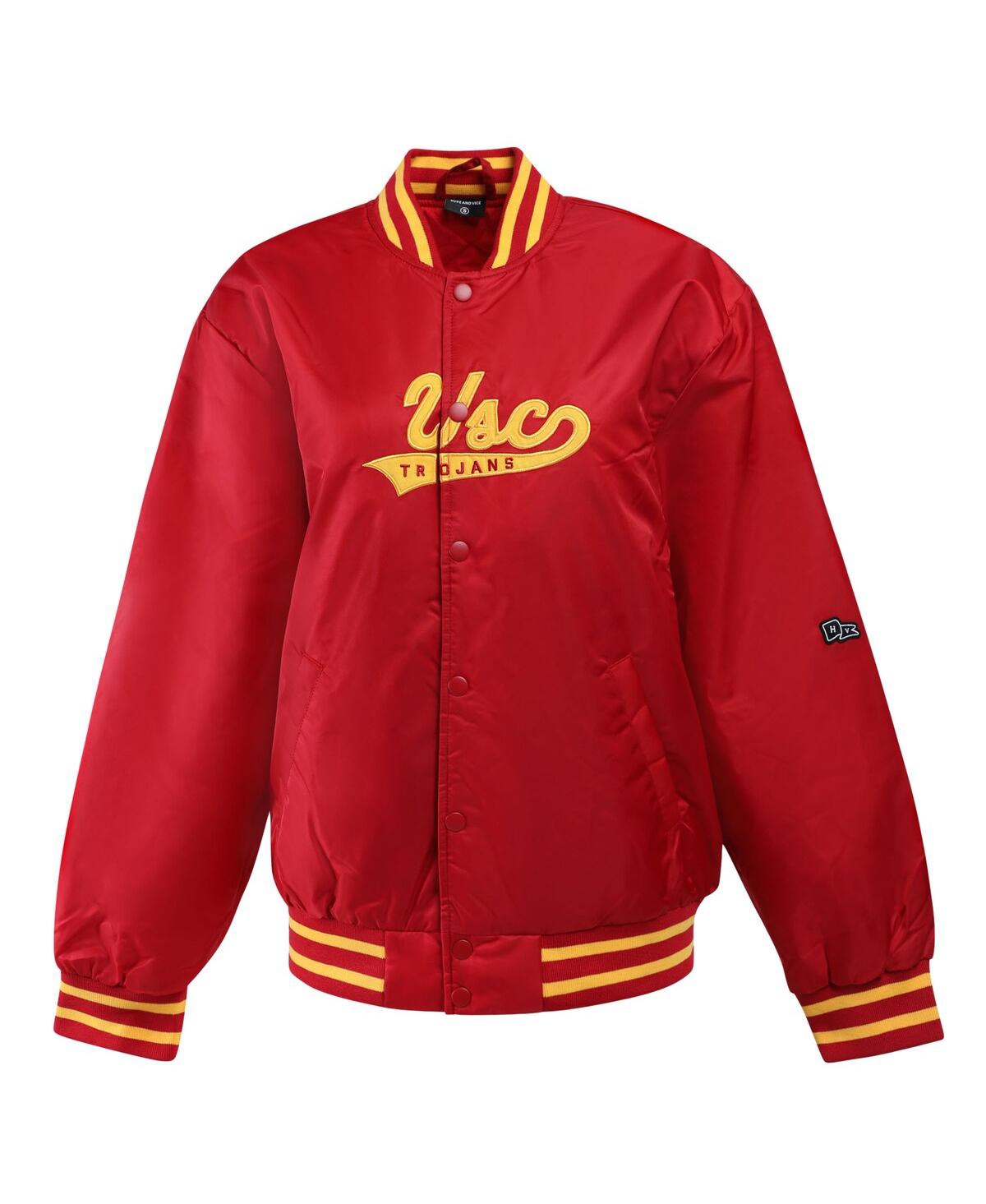 Hype And Vice Women's Cardinal Usc Trojans A-game Varsity Full-snap Jacket In Red