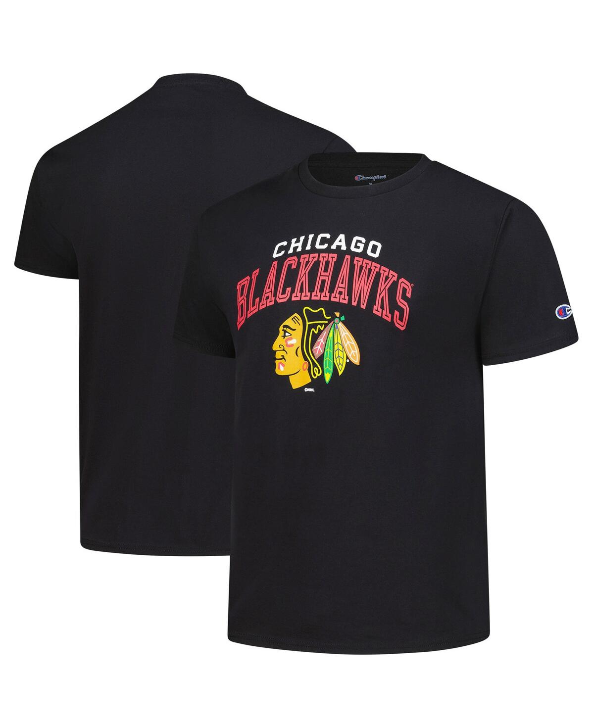 Champion Men's Black Chicago Blackhawks Primary Logo T-shirt In Black