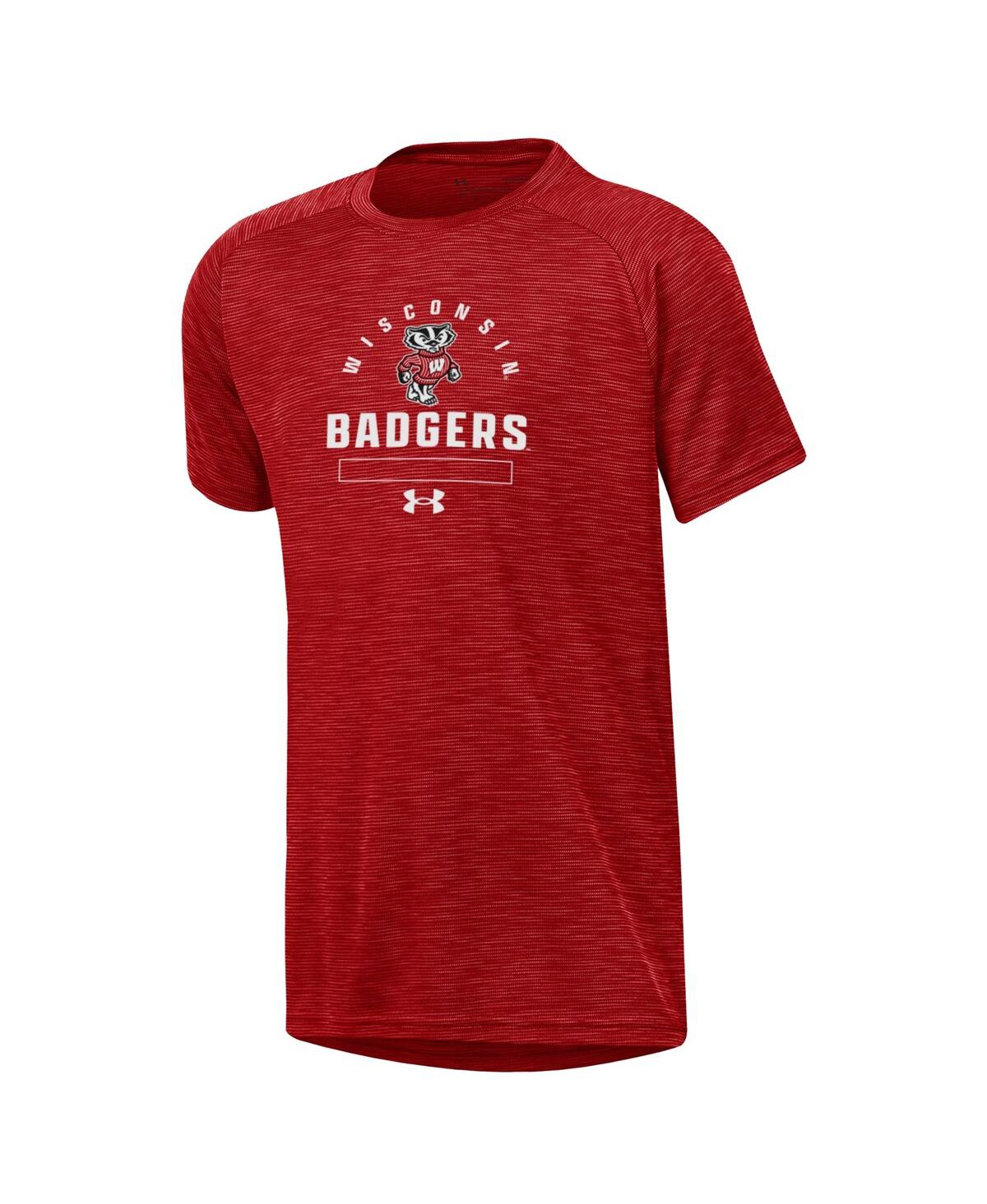 Under Armour Big Boys And Girls Heather Red Wisconsin Badgers Ultra Soft Rye Tech Performance T-shirt In Green
