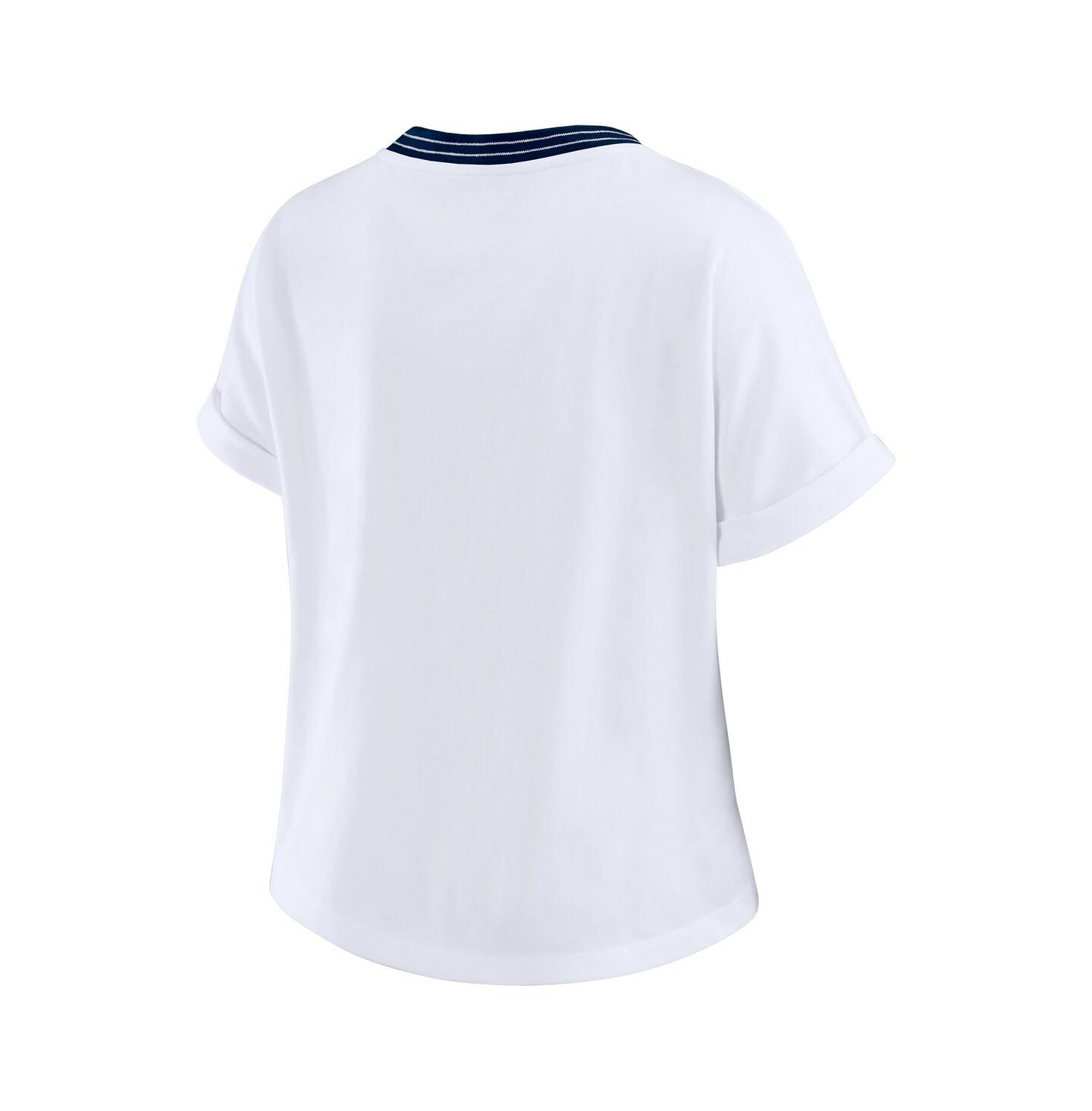 Женская футболка WEAR by Erin Andrews White Dallas Cowboys Cropped Center Stripe Dolman — фото 2