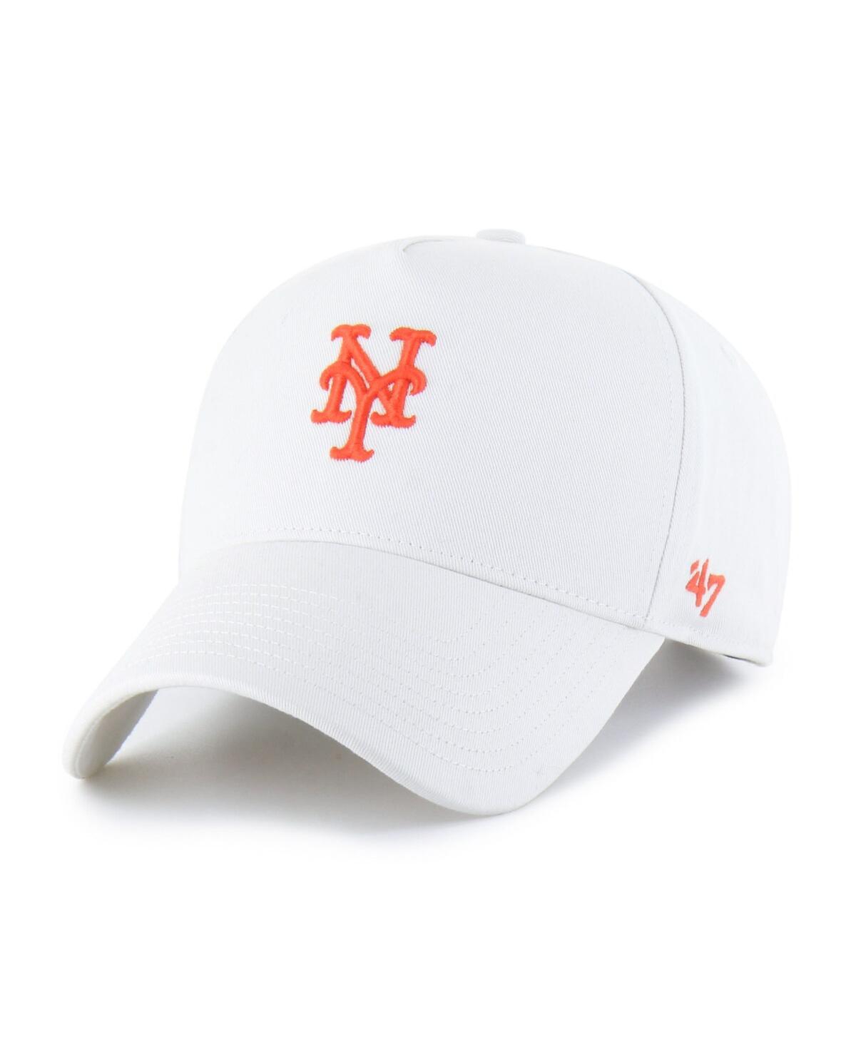 47 Brand Men's White New York Mets Foundational Pinch Offside Adjustable Hat In White