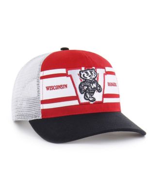 Big Boys and Girls Red/Black Wisconsin Badgers Super Stripe Hitch Adjustable Trucker Hat