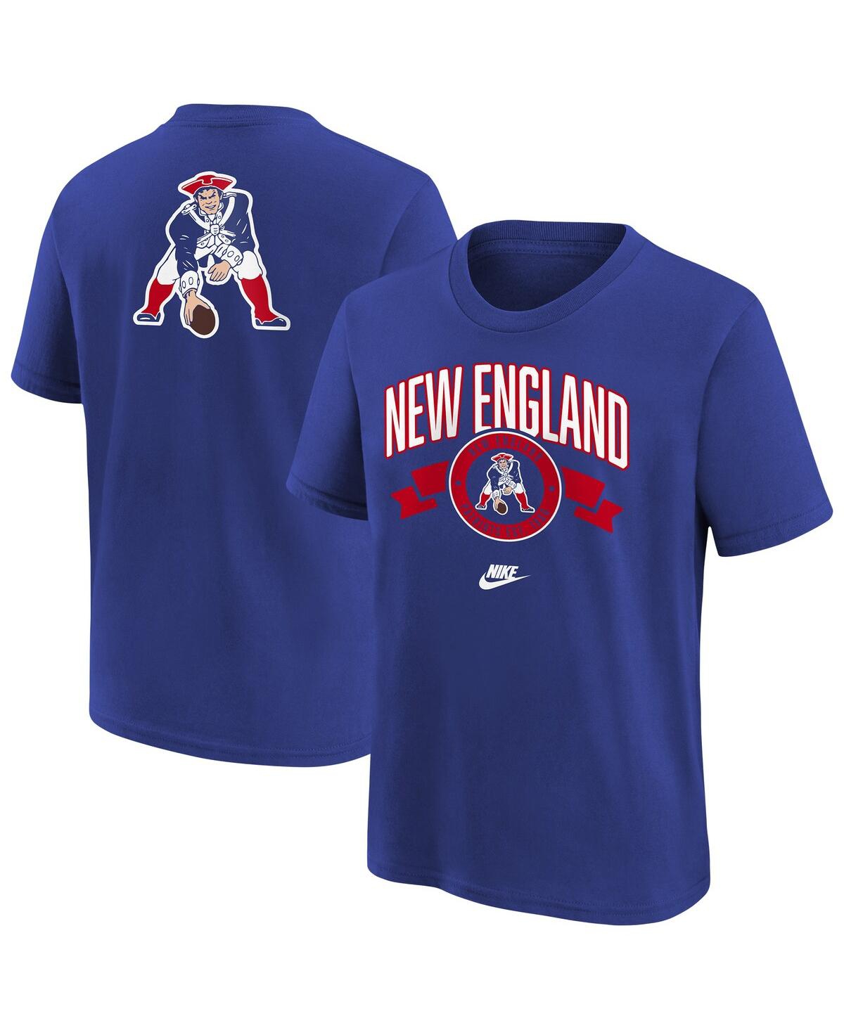 Nike Big Boys And Girls Royal New England Patriots Rewind Front Back Essential T-shirt In Green