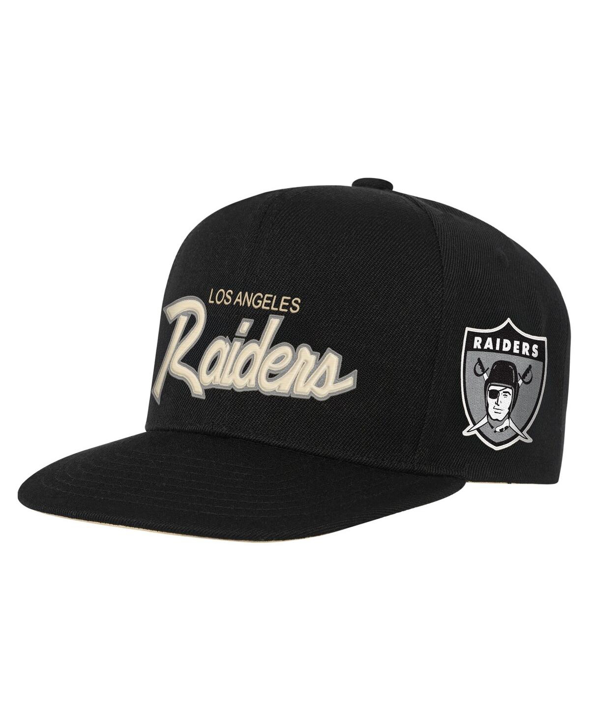 Mitchell & Ness Kids' Big Boys And Girls Black Las Vegas Raiders Cream Team Script Snapback Hat