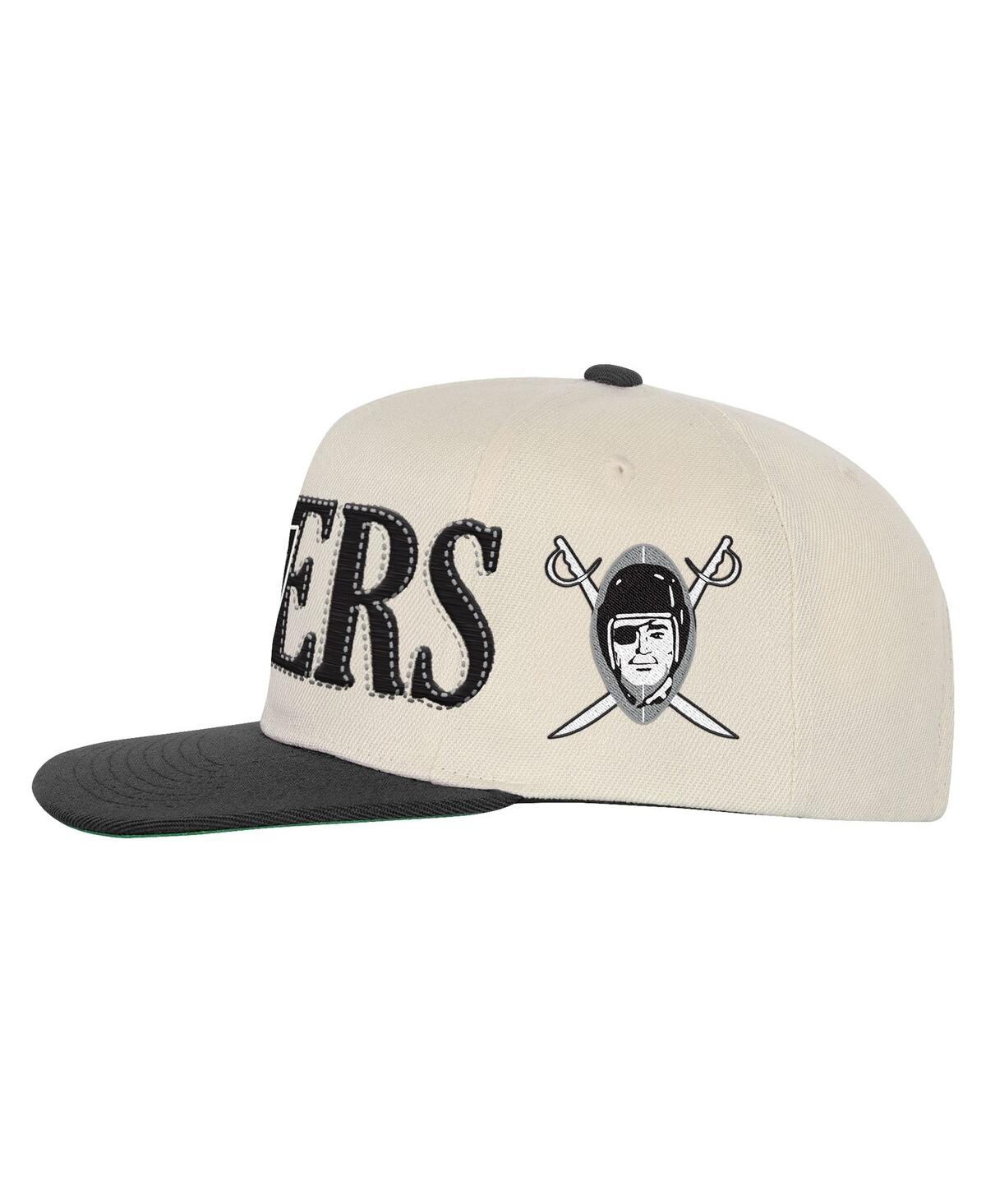 Mitchell & Ness Big Boys And Girls Cream/black Las Vegas Raiders Across The Board Vintage Snapback Hat In White