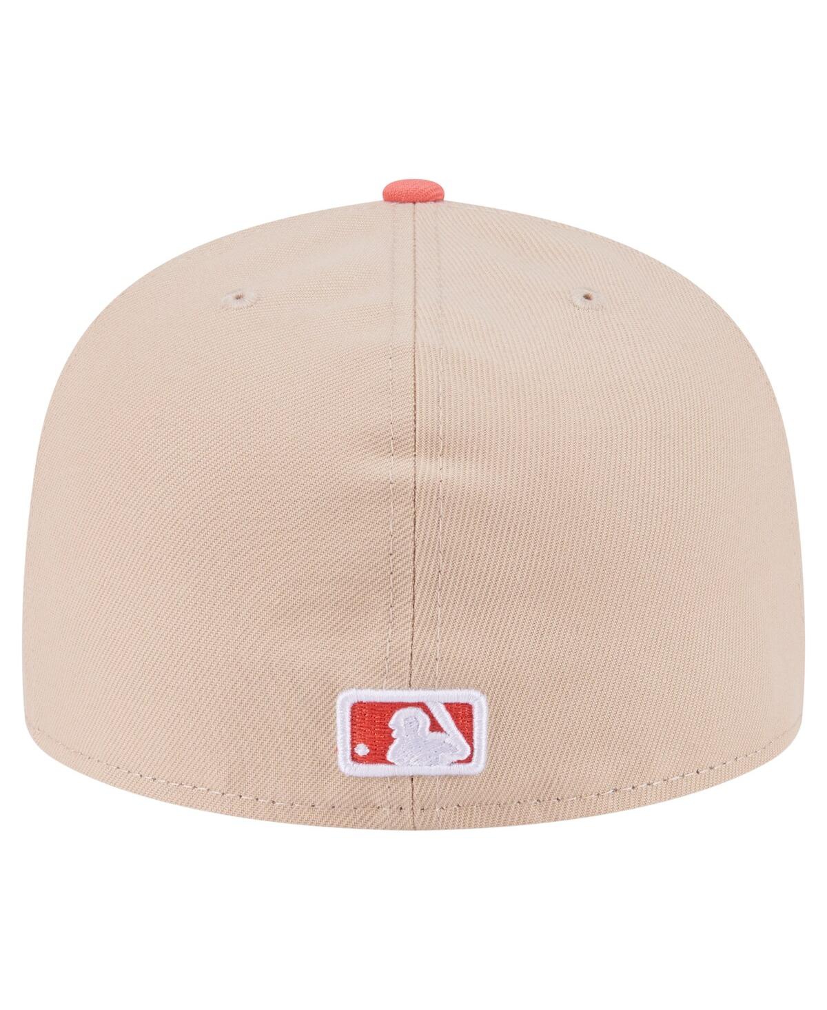 New Era Men's Light Beige/coral Detroit Tigers Two-tone Color Pack A-frame 59fifty Fitted Hat