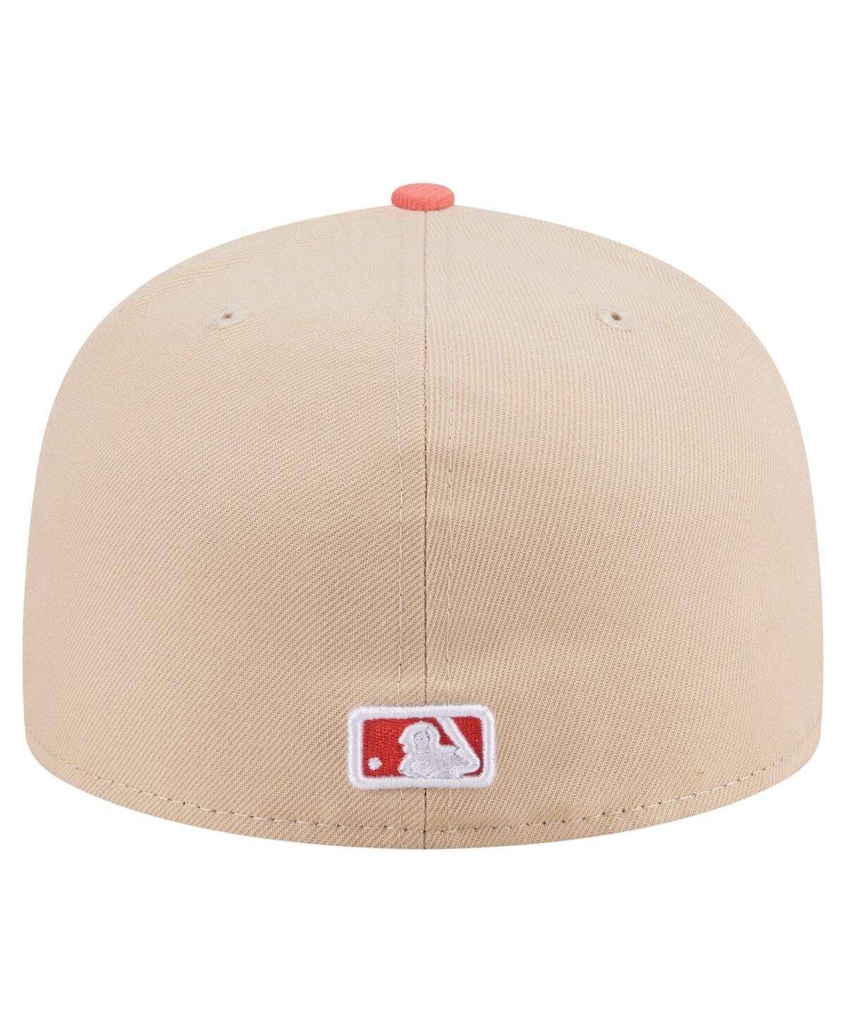 New Era Men's Light Beige/coral Athletics Two-tone Color Pack A-frame 59fifty Fitted Hat