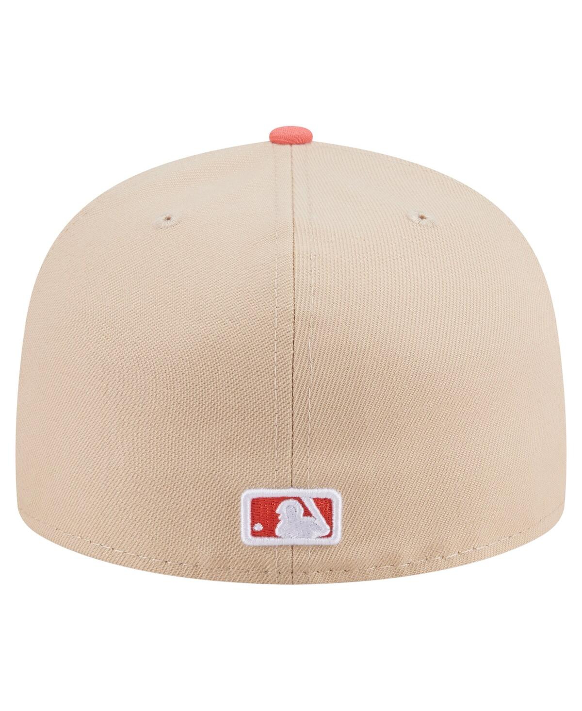 New Era Men's Light Beige/coral Pittsburgh Pirates Two-tone Color Pack A-frame 59fifty Fitted Hat