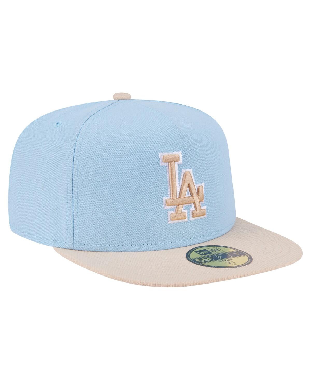 New Era Men's Light Blue/cream Los Angeles Dodgers Two-tone Color Pack A-frame 59fifty Fitted Hat In Blue