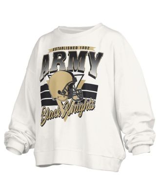 Women's White Army Black Knights Oversized Janice Retro Waist-Length Pullover Sweatshirt