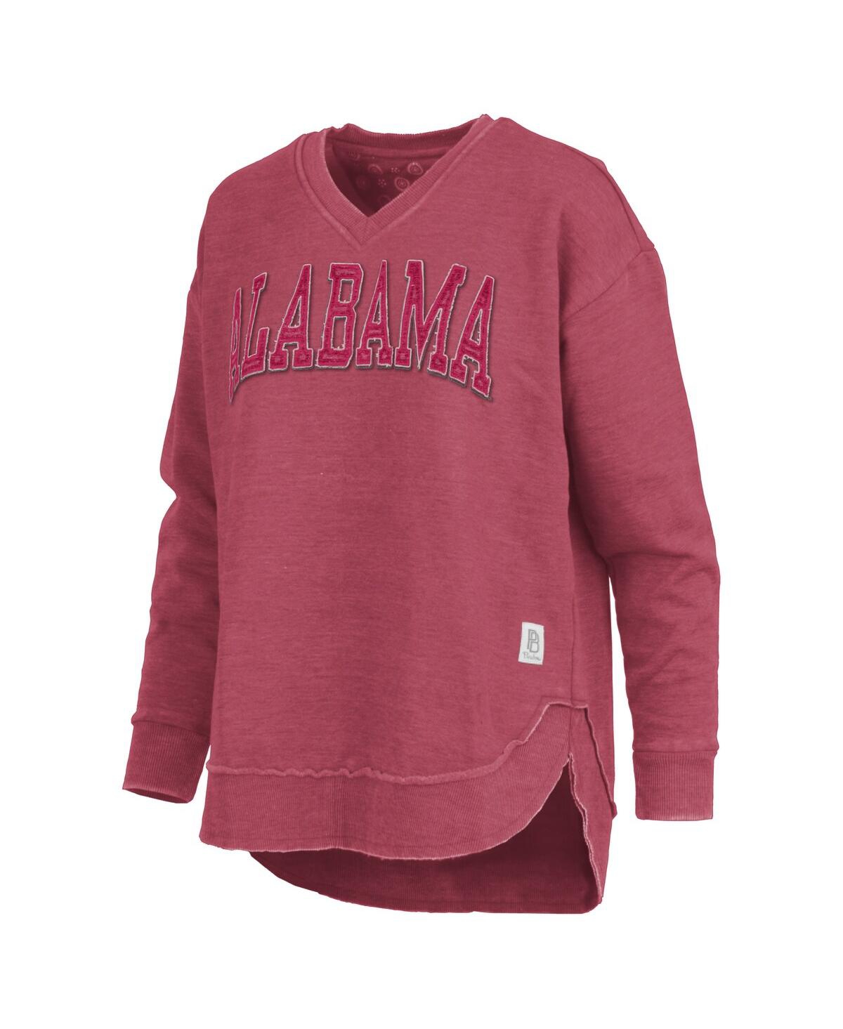 Pressbox Women's Crimson Alabama Crimson Tide Westin Poncho V-neck Pullover Sweatshirt In Pink