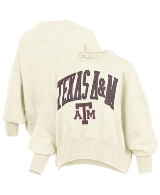 Pressbox - Women's Natural Texas A M Aggies Oversized Waist-Length Crewneck Sweatshirt