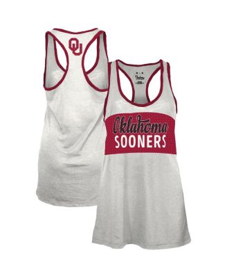 Pressbox - Women's White/Crimson Oklahoma Sooners Tracy Racerback Burnout Tank Top