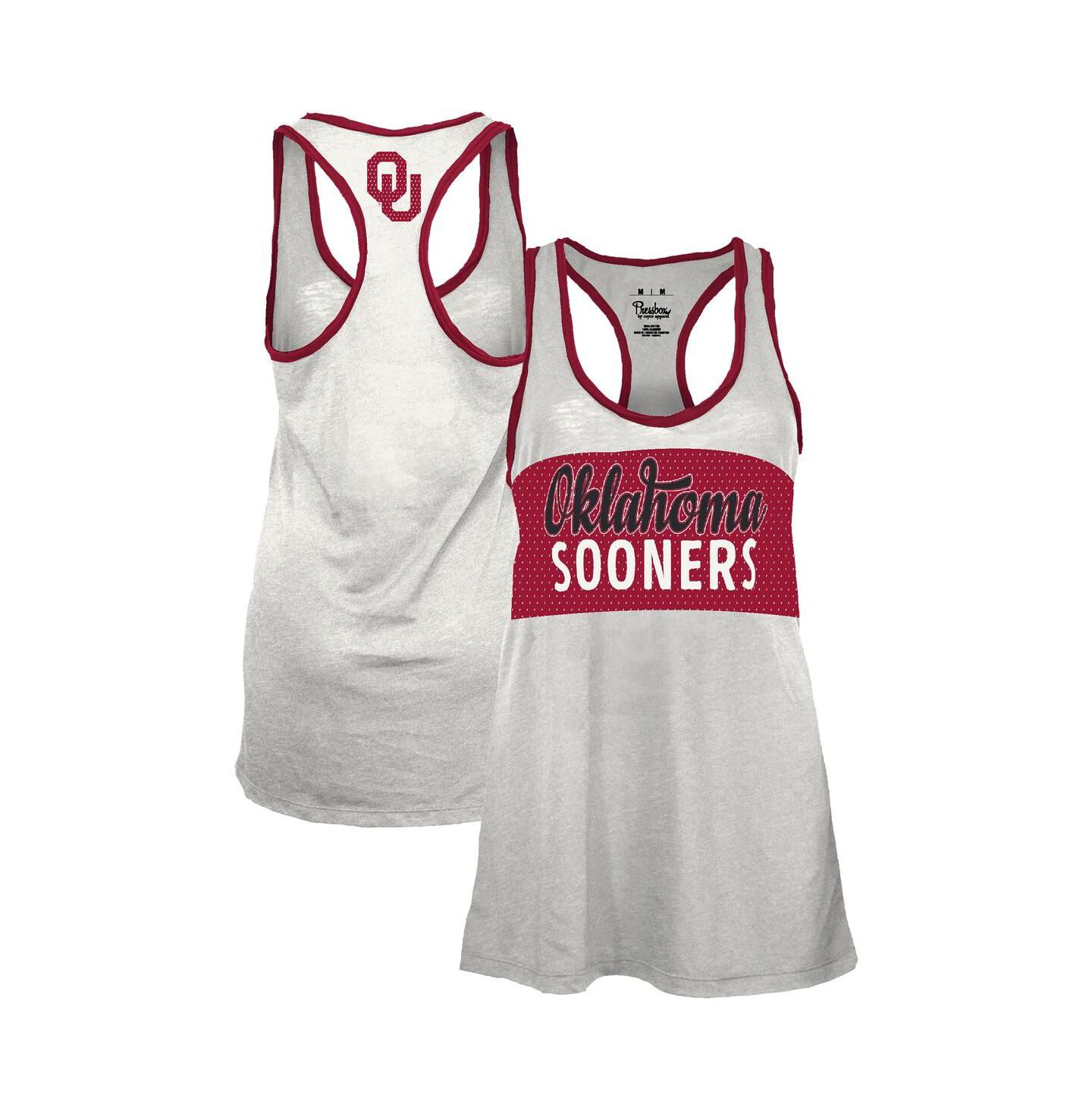 Женский топ Pressbox White/Crimson Oklahoma Sooners Tracy Racerback Burnout — фото 1