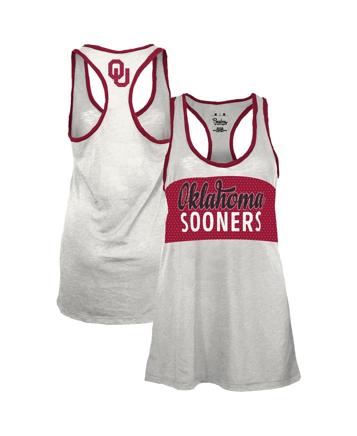 Pressbox Women's White/crimson Oklahoma Sooners Tracy Racerback Burnout Tank Top