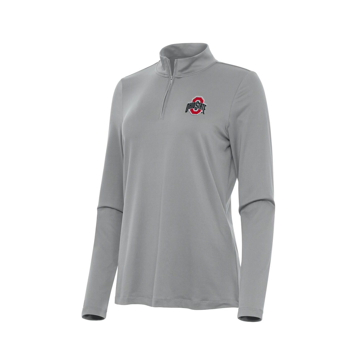 Женская толстовка Antigua Gray Ohio State Buckeyes Reprocess Quarter-Zip — фото 3